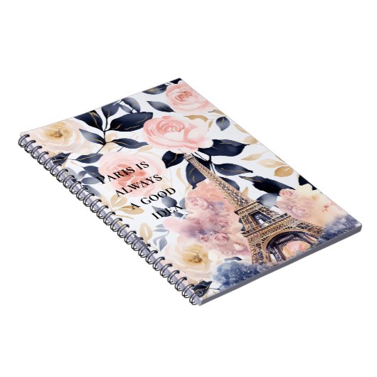 Eiffel Tower Paris Floral Notizblock (Rechte Seite)