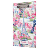 Eiffel Tower Paris France Floral Klemmbrett (Links)