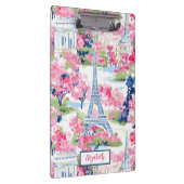 Eiffel Tower Paris France Floral Klemmbrett (Rechts)