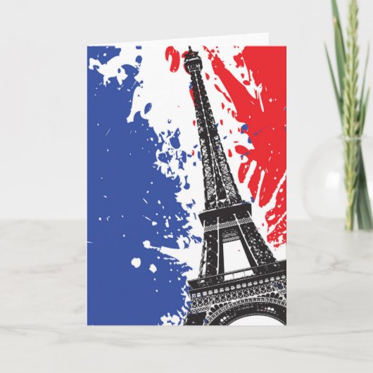 Eiffel Tower | Paris, France | Grunge Flag Karte (Vorderseite)