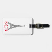 Eiffel Tower Paris France Monogram Gepäckanhänger (Vorderseite horizontal)