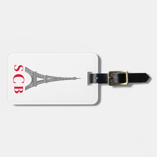 Eiffel Tower Paris France Monogram Gepäckanhänger (Vorderseite horizontal)