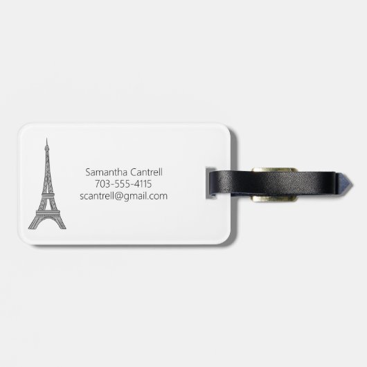 Eiffel Tower Paris France Monogram Gepäckanhänger (Rückseite horizontal)