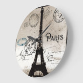 Eiffel Tower Paris France Post Card Clock Große Wanduhr (Winkel)