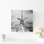 Eiffel Tower, Paris France Vintage Clock Quadratische Wanduhr (Zuhause)