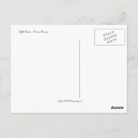 Eiffel Tower Paris Frankreich b.w Postcard Postkarte (Rückseite)