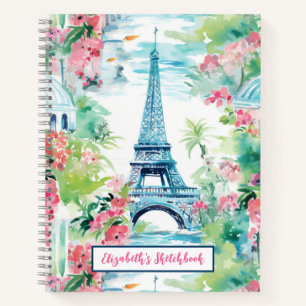Eiffel Tower Paris Frankreich Blumenkünstler Sketc Notizblock