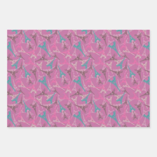 Eiffel Tower Paris Frankreich Design Geschenkpapier Set (Vorderseite)