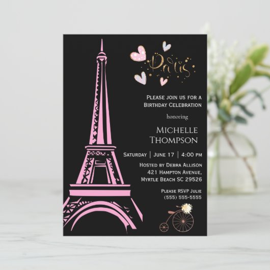 Eiffel Tower Paris Frankreich Einladung zum Geburt (Stehend Vorderseite)