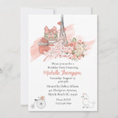 Eiffel Tower Paris Frankreich Floral Birthday Part Einladung (Vorderseite)