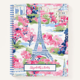 Eiffel Tower Paris Frankreich Floral School Notizblock