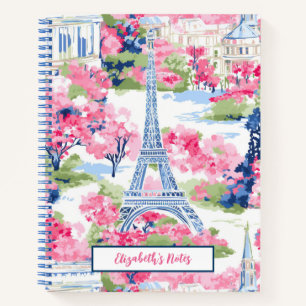 Eiffel Tower Paris Frankreich Floral School Notizblock