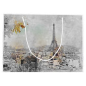 Eiffel Tower Paris Frankreich Grosse Geschenktasch Große Geschenktüte (Rückseite)