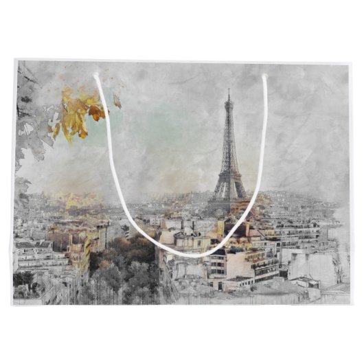 Eiffel Tower Paris Frankreich Grosse Geschenktasch Große Geschenktüte (Rückseite)