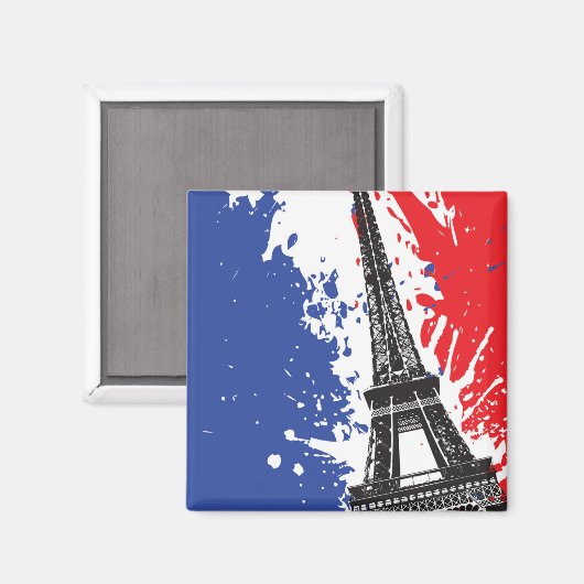 Eiffel Tower | Paris, Frankreich | Grunge Flag Magnet (Vorderseite/Rückseite)