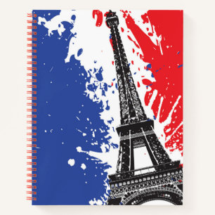 Eiffel Tower Paris, Frankreich Grunge Flag Notizblock
