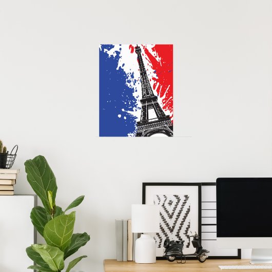 Eiffel Tower | Paris, Frankreich | Grunge Flag Poster (Heimbüro)