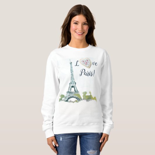 Eiffel Tower Paris Frankreich Ink Sketch| Liebe Pa Sweatshirt (Vorne ganz)