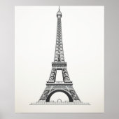 Eiffel Tower Paris Frankreich Minimalistische Lini Poster (Vorne)