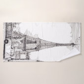 Eiffel Tower Paris Frankreich Pen Ink Illustration Badehandtuch (Badehandtuch)