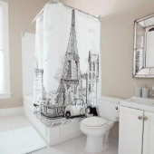 Eiffel Tower Paris Frankreich Pen Ink Illustration Duschvorhang (Beispiel)