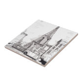 Eiffel Tower Paris Frankreich Pen Ink Illustration Fliese (Seite)