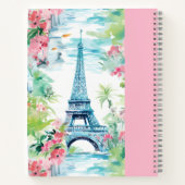 Eiffel Tower Paris Frankreich Pink Floral Journal Notizblock (Rückseite)