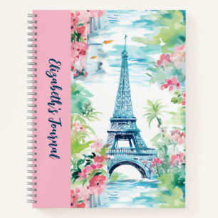 Eiffel Tower Paris Frankreich Pink Floral Journal Notizblock