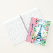 Eiffel Tower Paris Frankreich Pink Floral Journal Notizblock (Innenseite)