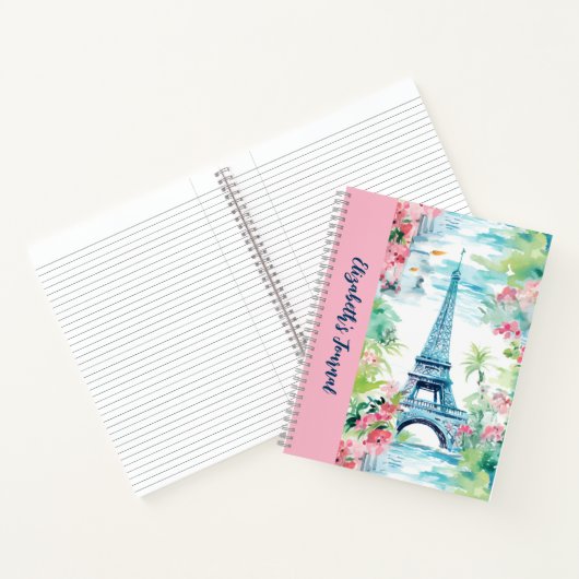 Eiffel Tower Paris Frankreich Pink Floral Journal Notizblock (Innenseite)