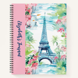 Eiffel Tower Paris Frankreich Pink Floral Journal Notizblock