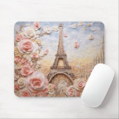 Eiffel Tower Paris Frankreich Pink Floral Mousepad (Mit Mouse)