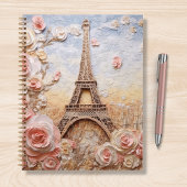 Eiffel Tower Paris Frankreich Pink Floral Notizblock