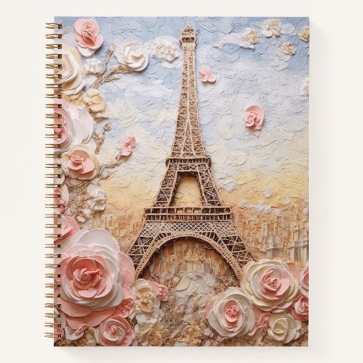 Eiffel Tower Paris Frankreich Pink Floral Notizblock (Vorderseite)