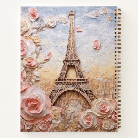 Eiffel Tower Paris Frankreich Pink Floral Notizblock (Rückseite)
