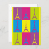 Eiffel Tower Paris Frankreich Pop Art Postkarte (Vorne/Hinten)