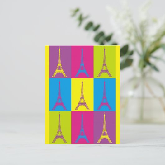 Eiffel Tower Paris Frankreich Pop Art Postkarte (Stehend Vorderseite)