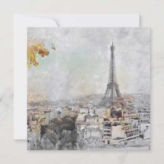 Eiffel Tower Paris Frankreich Postcard - Romantik Einladung (Vorderseite)