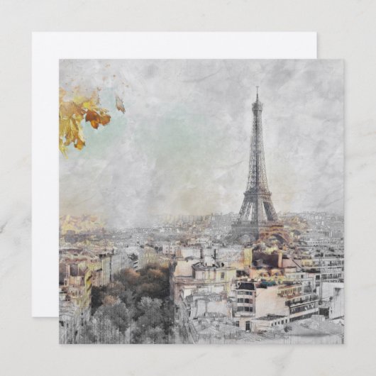 Eiffel Tower Paris Frankreich Postcard - Romantik Einladung (Vorne/Hinten)