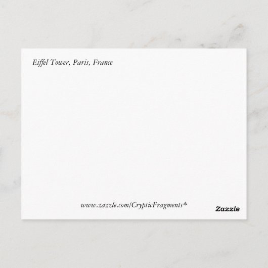 Eiffel Tower Paris Frankreich Reisen Postkarte (Rückseite)