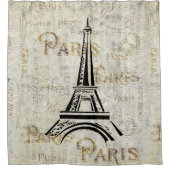Eiffel Tower Paris Frankreich Vintages Postkartend Duschvorhang (Vorderseite)