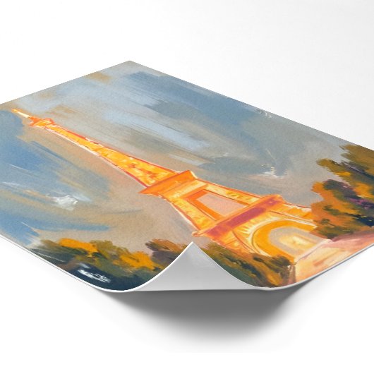 Eiffel Tower Paris Frankreich Wasserfarbe Poster (Ecke)