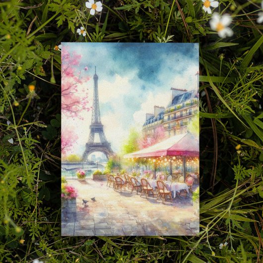 Eiffel Tower Paris Frankreich Wasserfarben Postkar Einladung