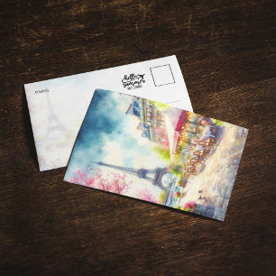 Eiffel Tower Paris Frankreich Wasserfarben Postkar Einladung