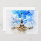 Eiffel Tower Paris Frankreich Wasserfarben Postkar Postkarte (Vorne/Hinten)