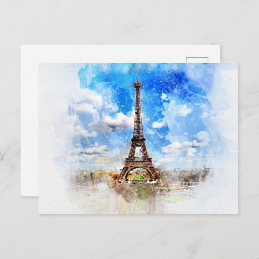 Eiffel Tower Paris Frankreich Wasserfarben Postkar Postkarte (Vorne/Hinten)