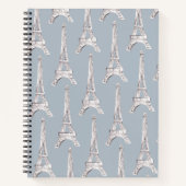 Eiffel Tower Paris Französisches Muster Wasserfarb Notizblock (Vorderseite)