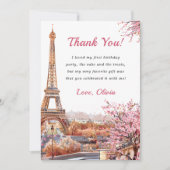 Eiffel Tower Paris Geburtstagsparty Danke Karte (Vorderseite)