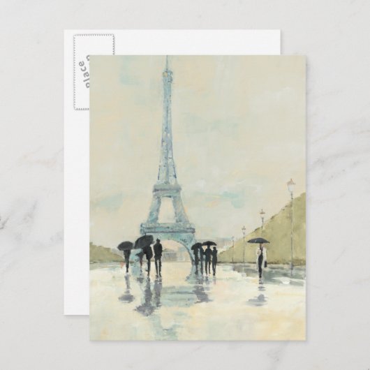 Eiffel Tower | Paris im Regen Postkarte (Vorne/Hinten)