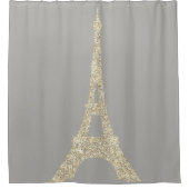 Eiffel Tower Paris Imitats Glam Gold Grau Crystals Duschvorhang (Vorderseite)